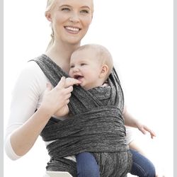 Boppy Baby Carrier - ComfyFit, Heathered Gray, Hybrid Wrap, 3 Carrying Positions, 0m+ 8-35lbs, Soft Yoga-Inspired Fabric with Integrated Storage Pouch