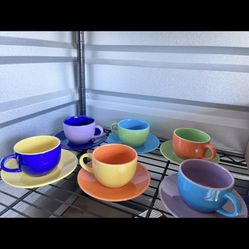 set of 6 Gourmet Expressions ceramic teacups