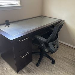 Large Desk with Rolling Chair