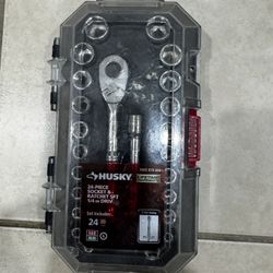 1/4 in. Drive Ratchet SAE/Metric Standard Socket Set (24-Piece). New 