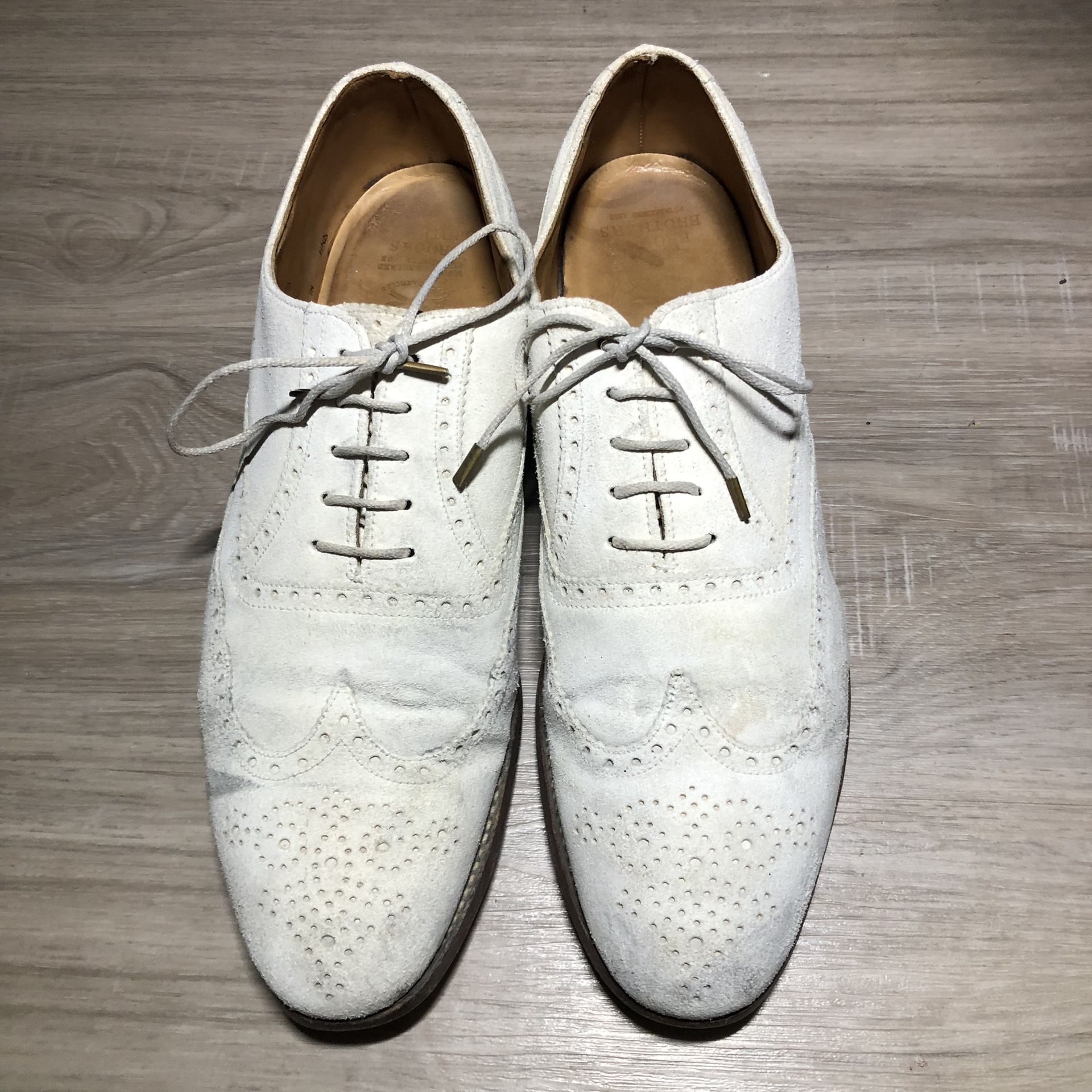 Mens Brooks Brothers Peal & Co Ivory Wingtips Lace Up Size 