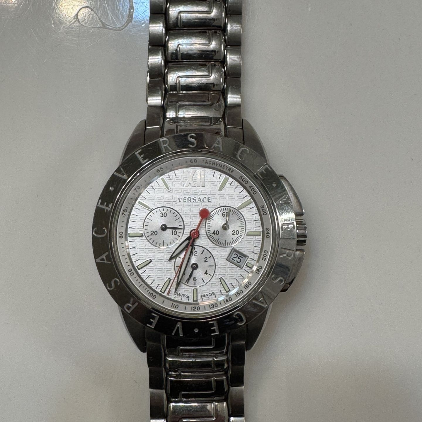 Versace V Sport Mens Silver Dial Swiss Quartz Chronograph Watch 12C99D001S099
