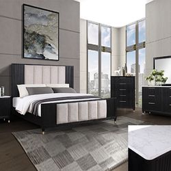 Brand New Elegant  Kara Two Tone Queen Size Bedroom Set 