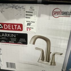 Delta 4 in. Centerset Double Handle Bathroom Faucet in Spot Resist Brushed Nickel