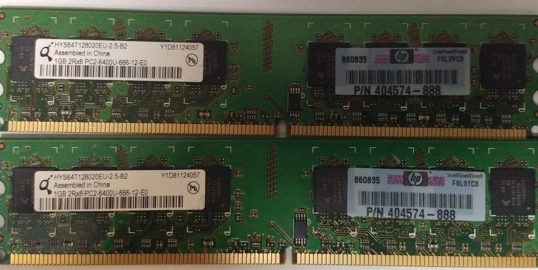 HP 2GB (1GBx2) DDR2 PC2-6400 Memory