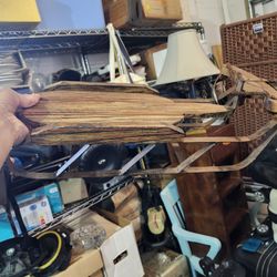 Tabletop Christmas Decoration Vintage Wood Sleigh