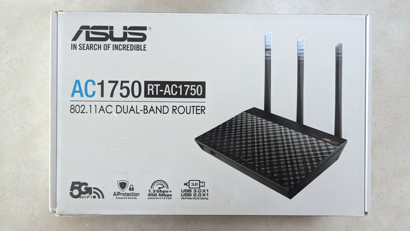ASUS - Wireless-AC1750 Wi-Fi  - Black RT-AC1750 - 802.11AC Dual-Band Router-NIB-