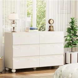 Brand New Cream White 6 Drawer Dresser Factory Sealed