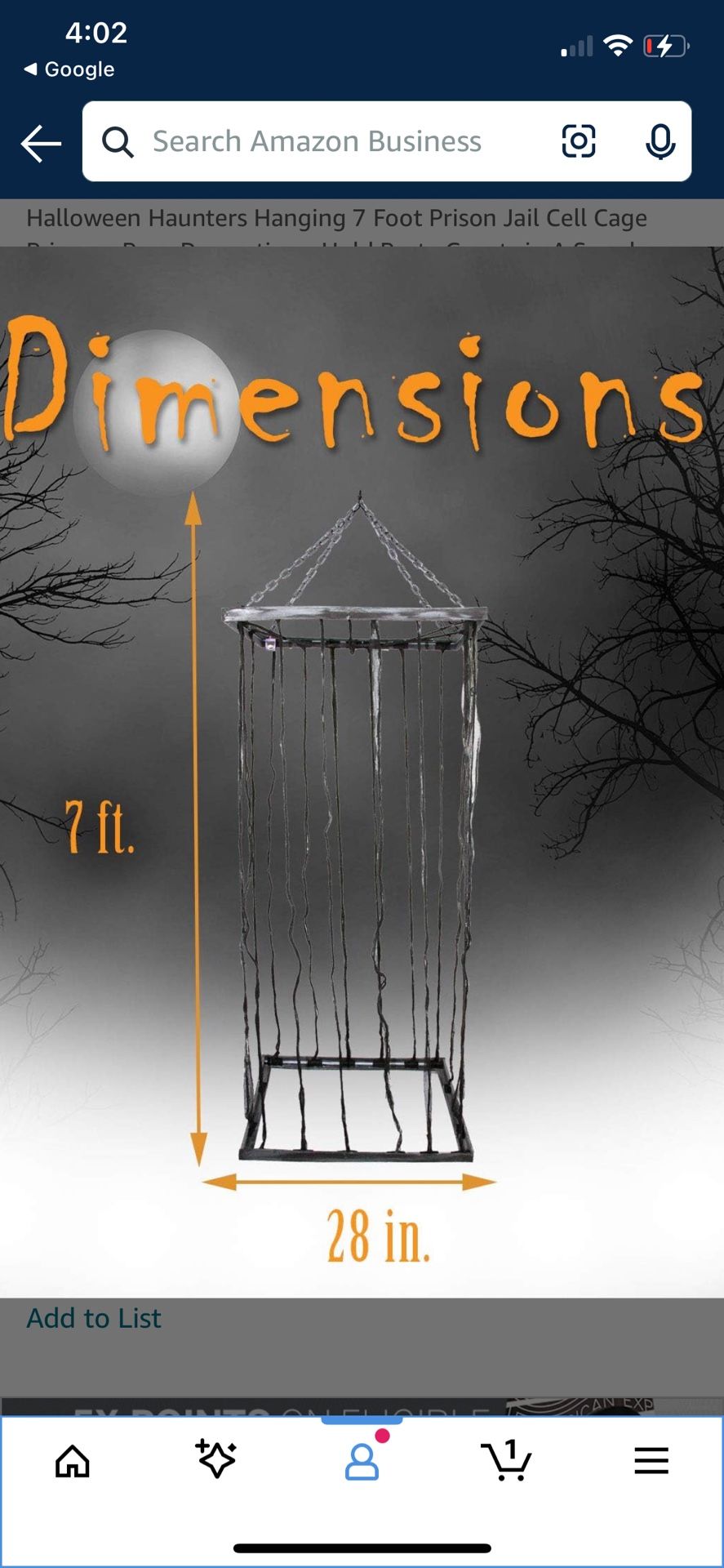 Horror Halloween Hanging 7 Foot Tall!!! Prison Jail Cell Cage Prisoner Prop For Life Size Animatronics, Demons, Clown, Etc To Go Inside!