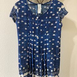 Jen’s Pirate Booty Indigo Cult Tunic/ Mini Dress XS With Mali Mud cloth Print