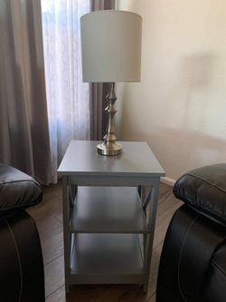 2 lamp + 2 table for $100 light, furniture decor, grey, small, lot of 2, metal, silver