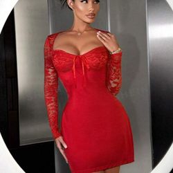 red lace dress