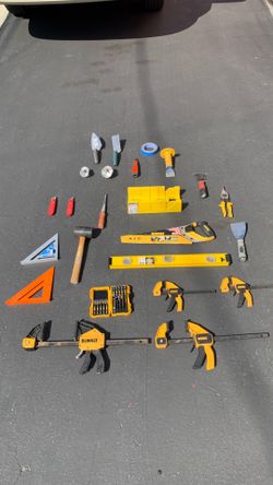 DEWALT Tool Bundle - Clamps Saw Level Bits 15 Extras