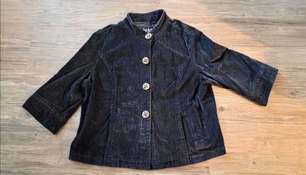Vintage LAL Live a Little Charcoal Gray Corduroy Jacket Stand Collar 1X Y2K