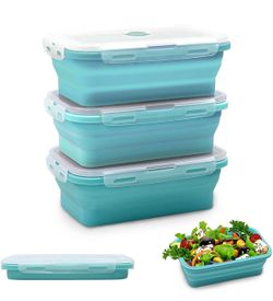 40.5oz Large Silicone Food Storage Containers, 3 Pack Set 1200ml Collapsible