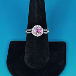 S925 Sterling Silver Pink Princess Ring