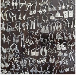 75 PAIRS (ONLY .72 A PAIR) Mini Earrings Fashion Jewelry Butterfly, Cats, Celestial, Angel Wings Lot Resell Wholesale