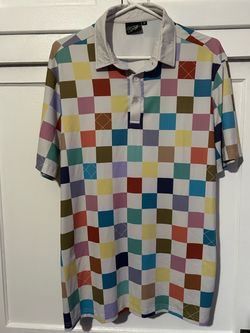 Sunday Swagger Checkered Polo Shirt Size Medium