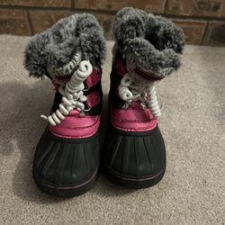 London Fog Pink/black Snow Boots For Kids Size 9