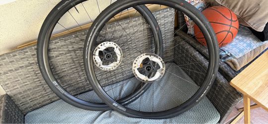 DT Swiss Wheelset with Disc Rotors and Schwalbe Tires