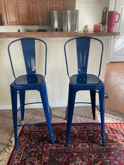 Kelly blue bar stools