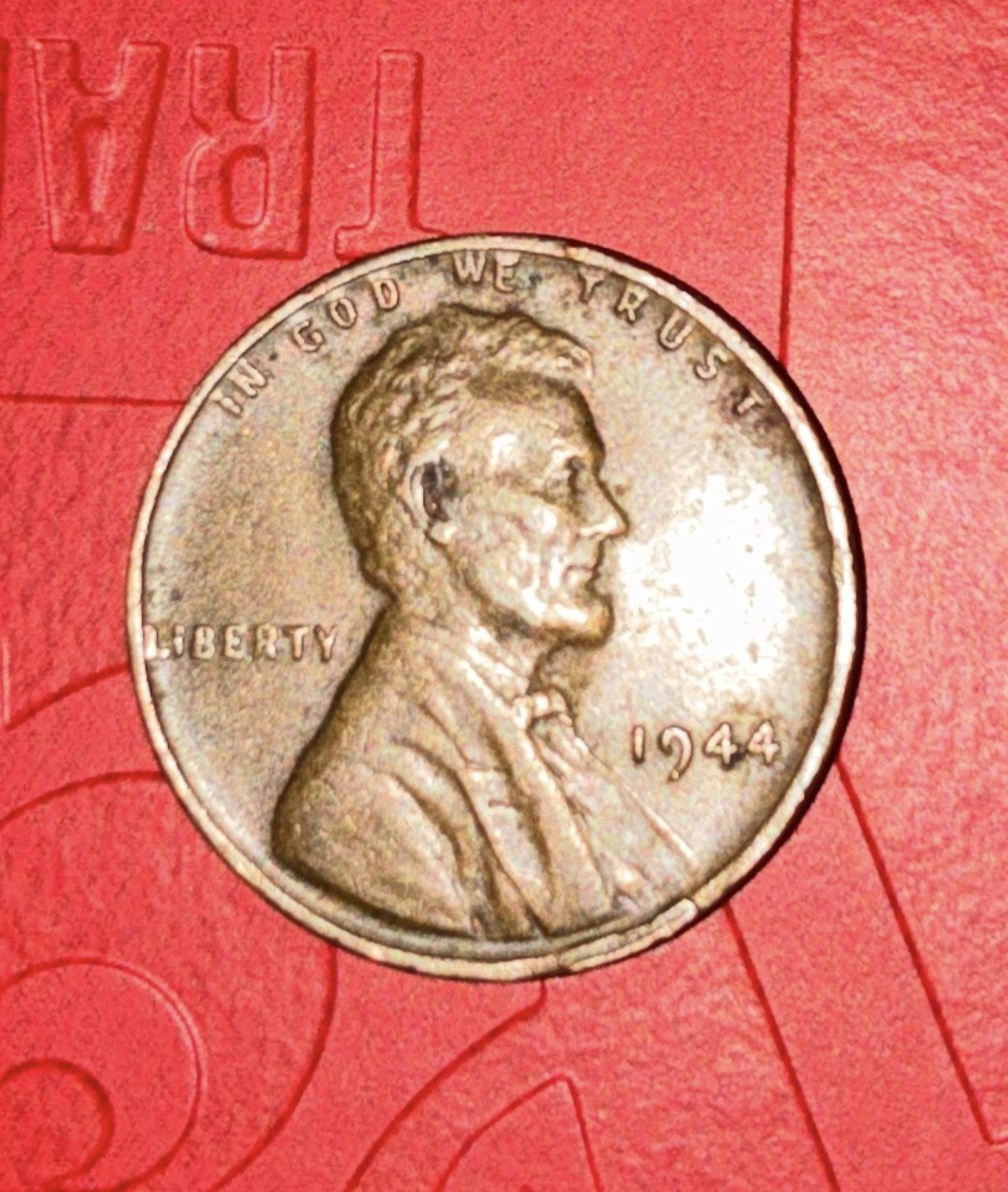 1944 Lincoln Wheat penny no mint mark. One Cent Rim Error "L" In Liberty