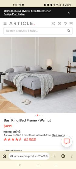 Article Basi king size platform bedframe