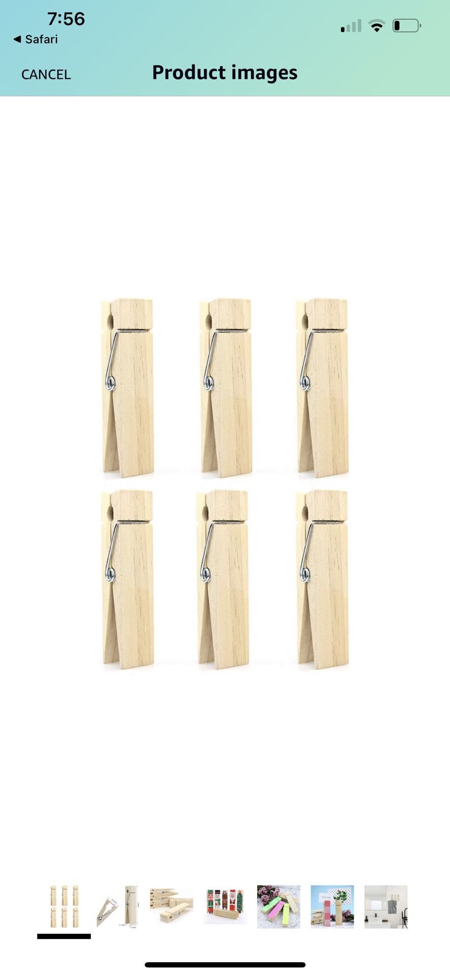 RIVERKING big/giant clothes pins,natural wooden craft clips,photo wooden clips for photo paper diy,wedding and bathroom decoration(6pcs,6 inch)