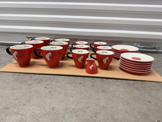 Julius Meinl Premium Coffee Set – 6 Large Cups & Saucers, 6 Small Cups & Saucers + Milk Jug – NEW (No Box)