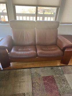 Leather Loveseat with Wood Frame