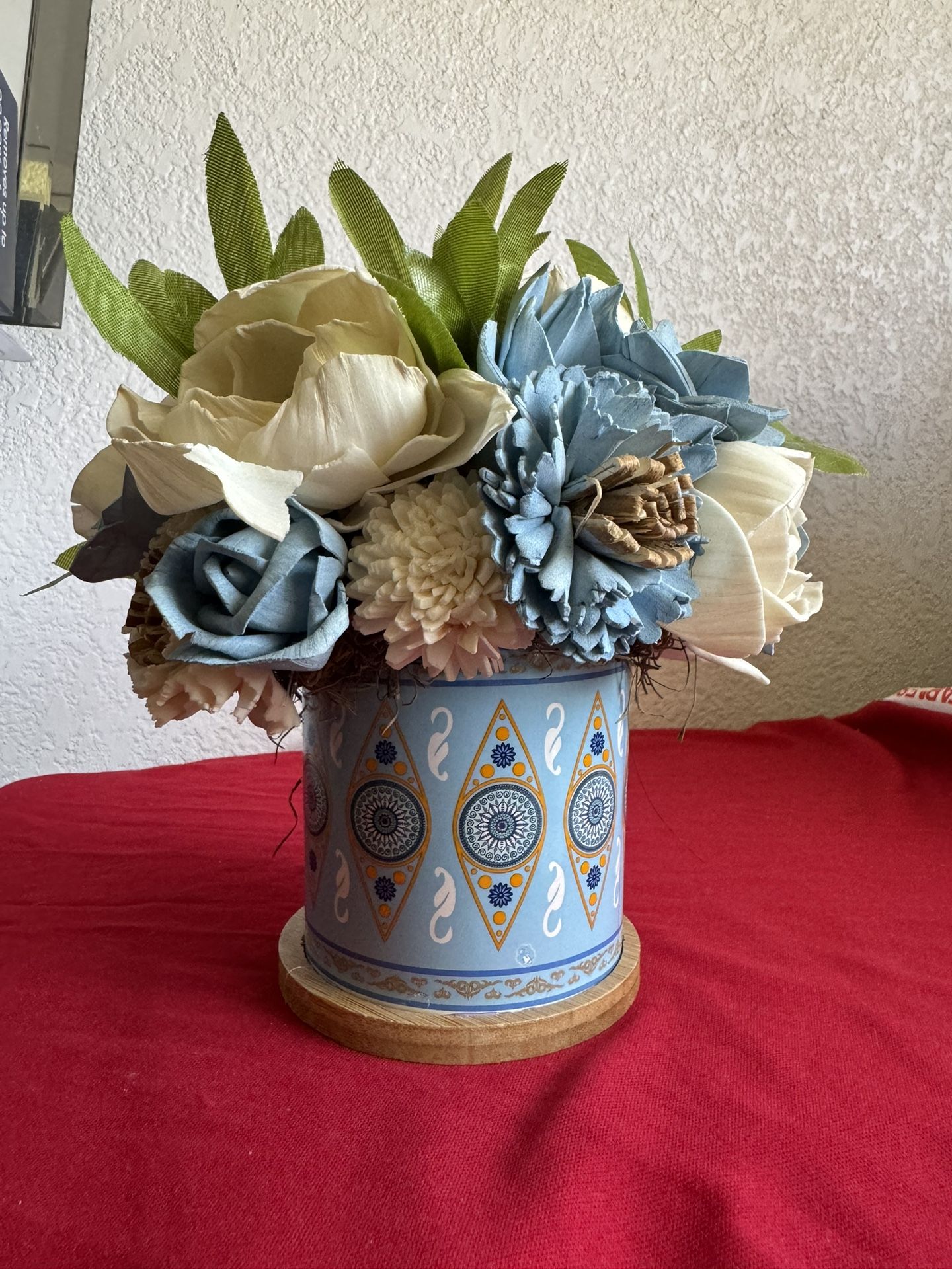 Artisan Everlasting Wood-carving Flower Bouquet Pot 