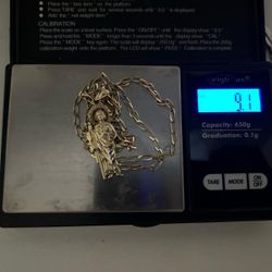 Solid Gold Chain 14k And Pendant 10k 
