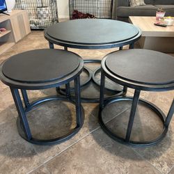 Black/Gray Coffee Table + 2 Side Tables (used)