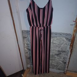 Striped Sleeveless Jumpsuit with Tie Waist