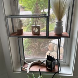 Set Of 3 Metal And Wood Magnolia H&H Shelves