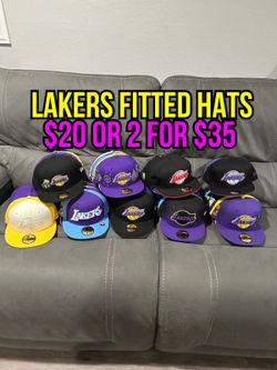 NBA New Era Mitchell And Ness  LA Lakers Multi Colors Patch 59fifty Fitted Hats Size 6 7/8, 7, 7 1/8, 7 1/4, 7 3/8, 7 1/2, 7 5/8, 7 3/4