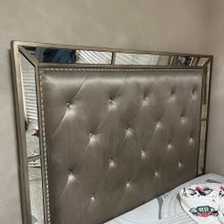 Vintage mirrored headboard from macys, real wood queen size