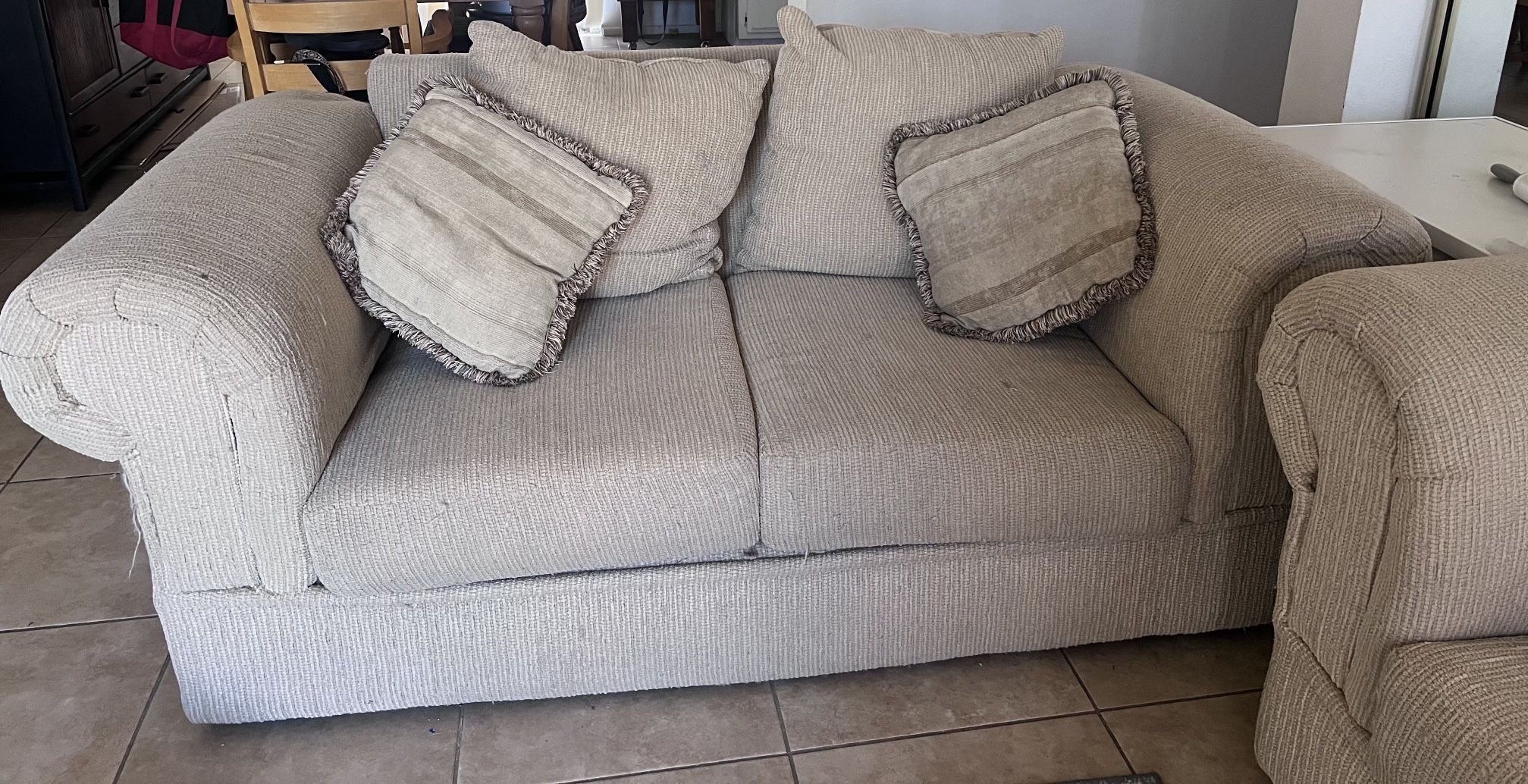 Free Beige/Tan Couch & Loveseat Set!