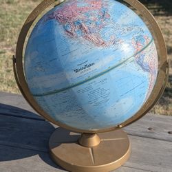 Vintage 1980s Replogle 12" World Nation Globe - Raised Relief USSR Era Metal Base

