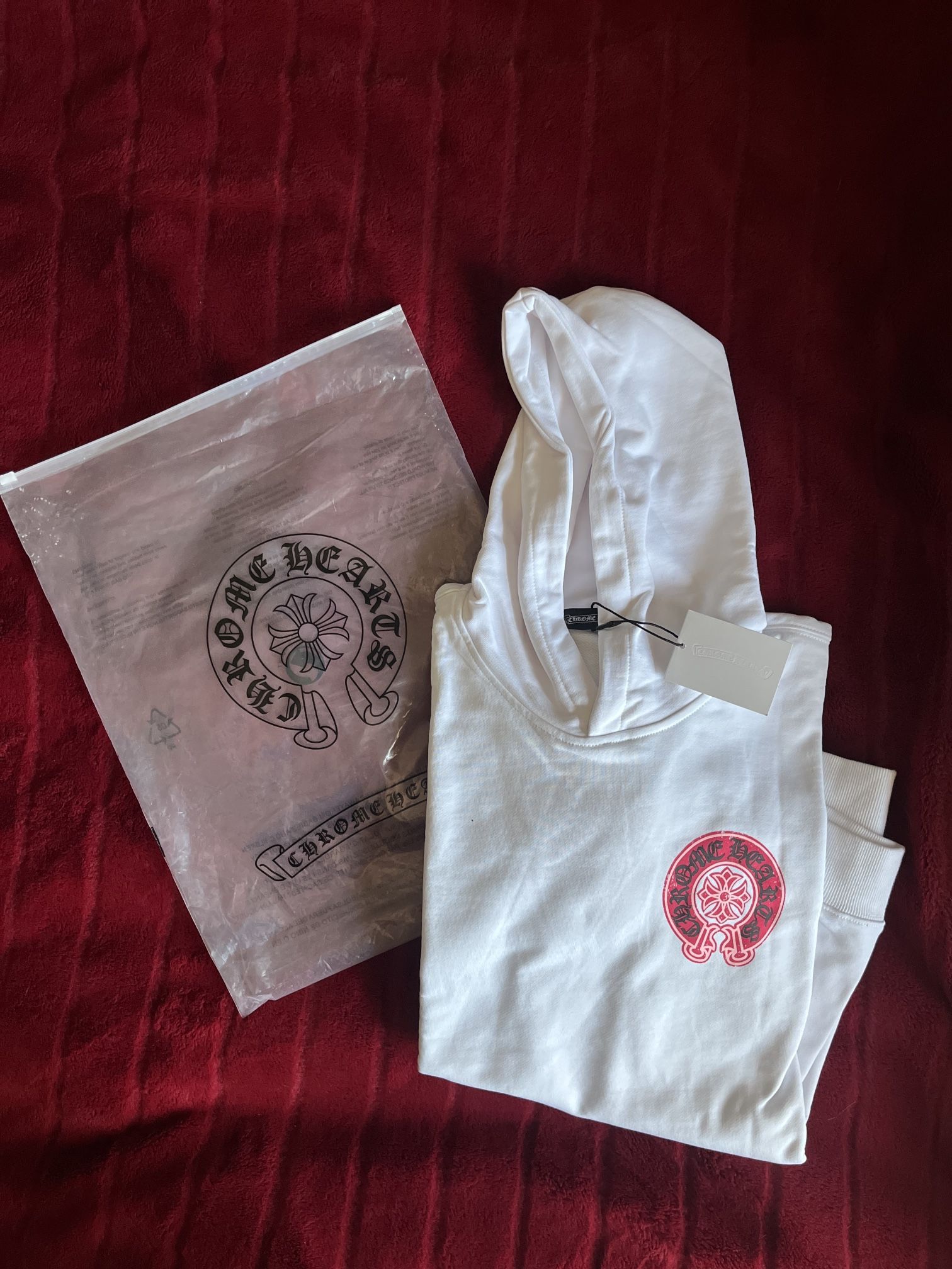Chrome Hearts Hoodie Pink and white