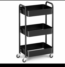 Black 3-Tier Rolling Storage Cart