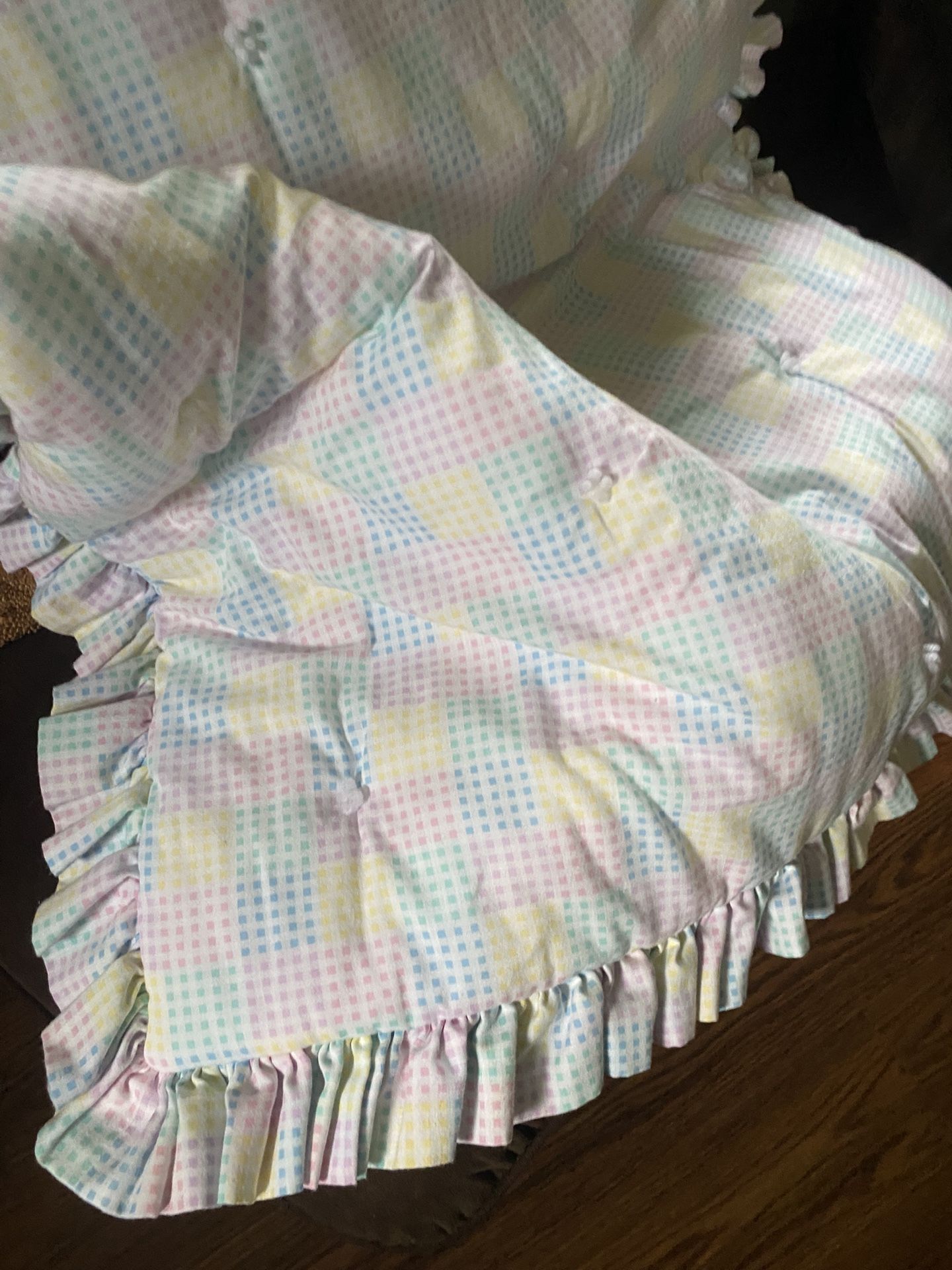 Pastel Handmade Baby Crib Quilt And Dust Ruffle