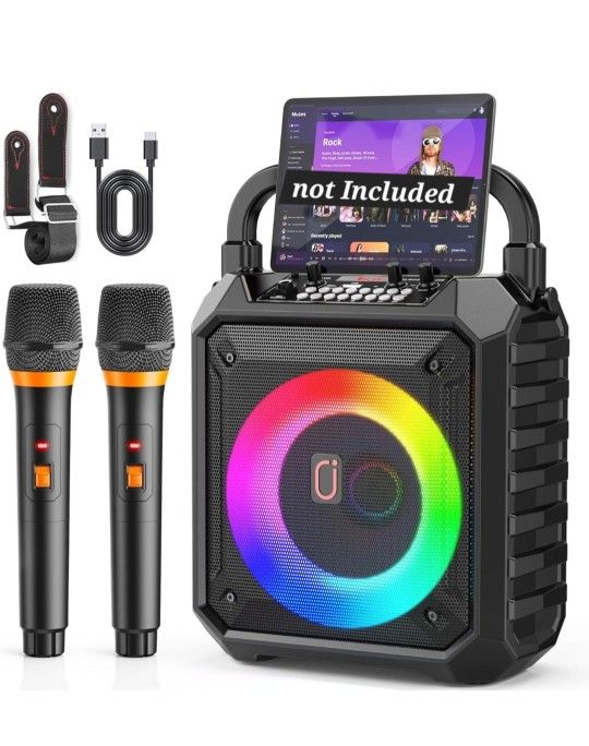 Karaoke Machine with Two Wireless Microphones,