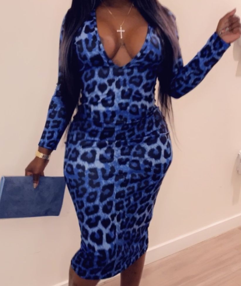 Blue cheetah dress