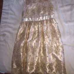 Girls Gold And White Dress