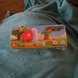 Magnetic Blocks Kids Travel Toys with Portable Metal Tin – Montessori Building Blocks STEM Magnet Magnetic Tiles 