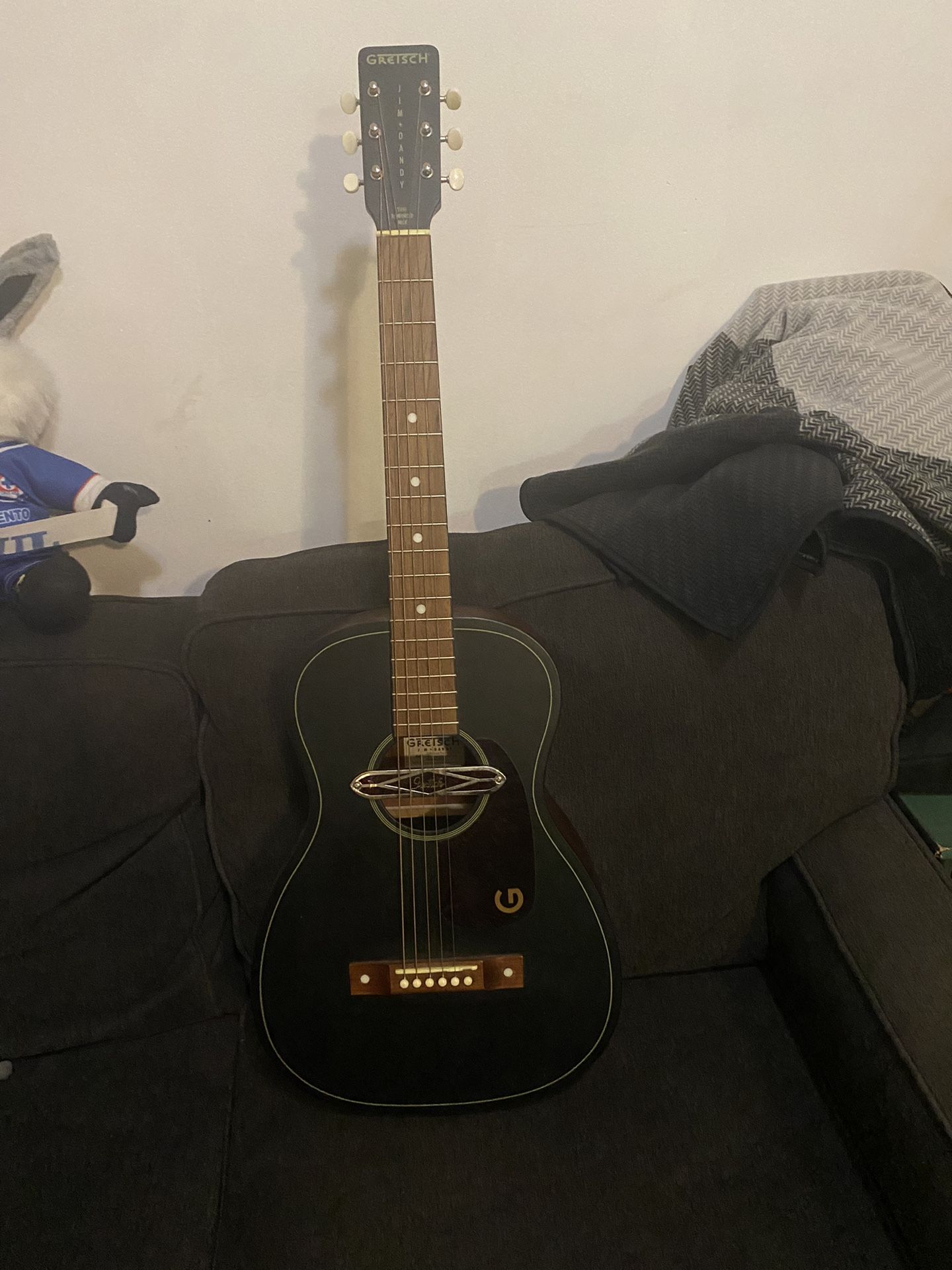 SIGNED Gretsch Guitars Jim Dandy Deltoluxe Dreadnought Acoustic-Electric Guitar Black Top