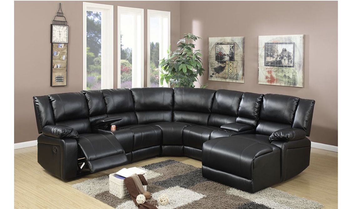 New Black Recliner Sectional Couch Only $50 Down Payment