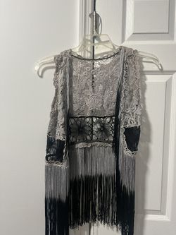 Gorgeous fringe festival vest cover up