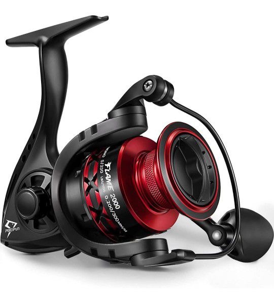 Piscifun Flame Spinning Reels, Lightweight 9+1BB Ultra Smooth Spinning Fishing Reels, 19.8LBs Max Drag, 2000, 3000, 4000, 5000 Series, Red 
